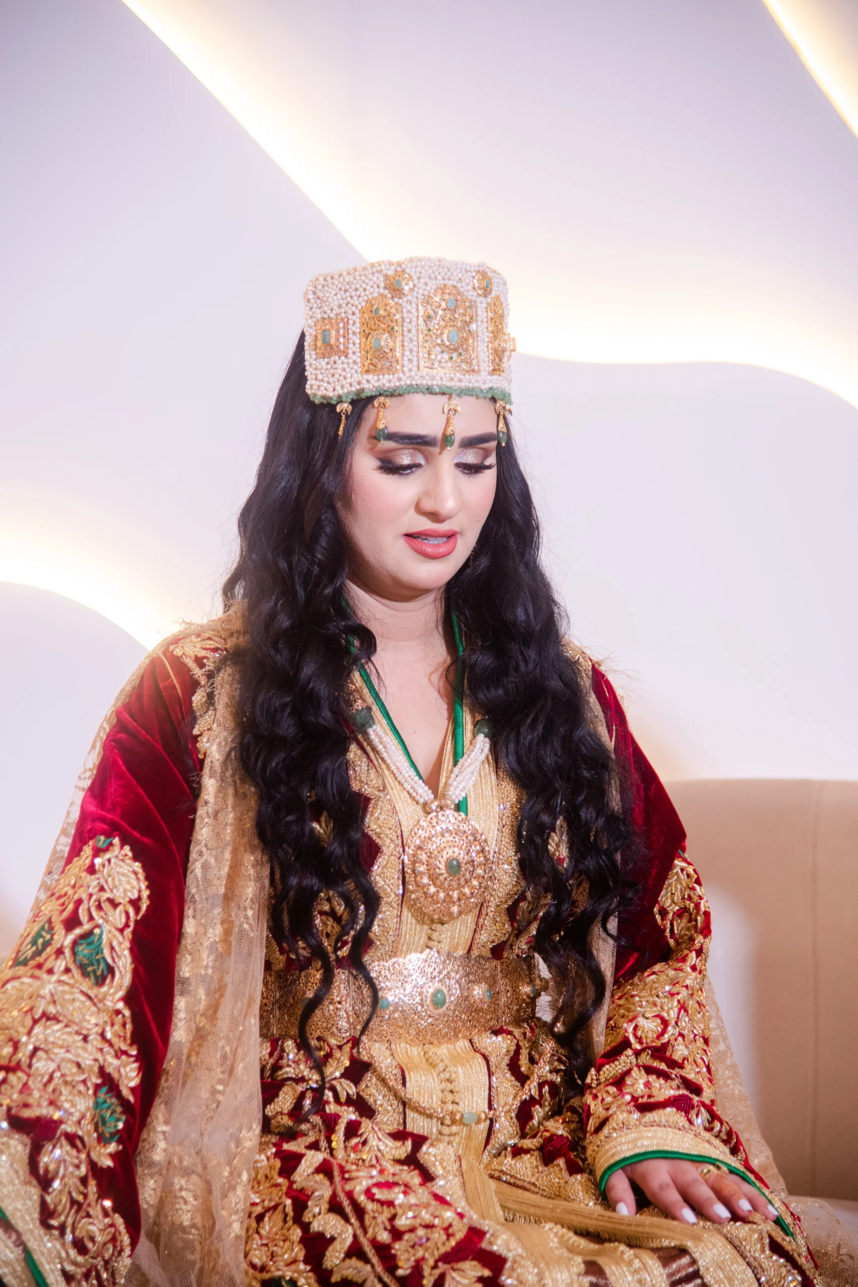 Moroccan bride in ceremonial styling